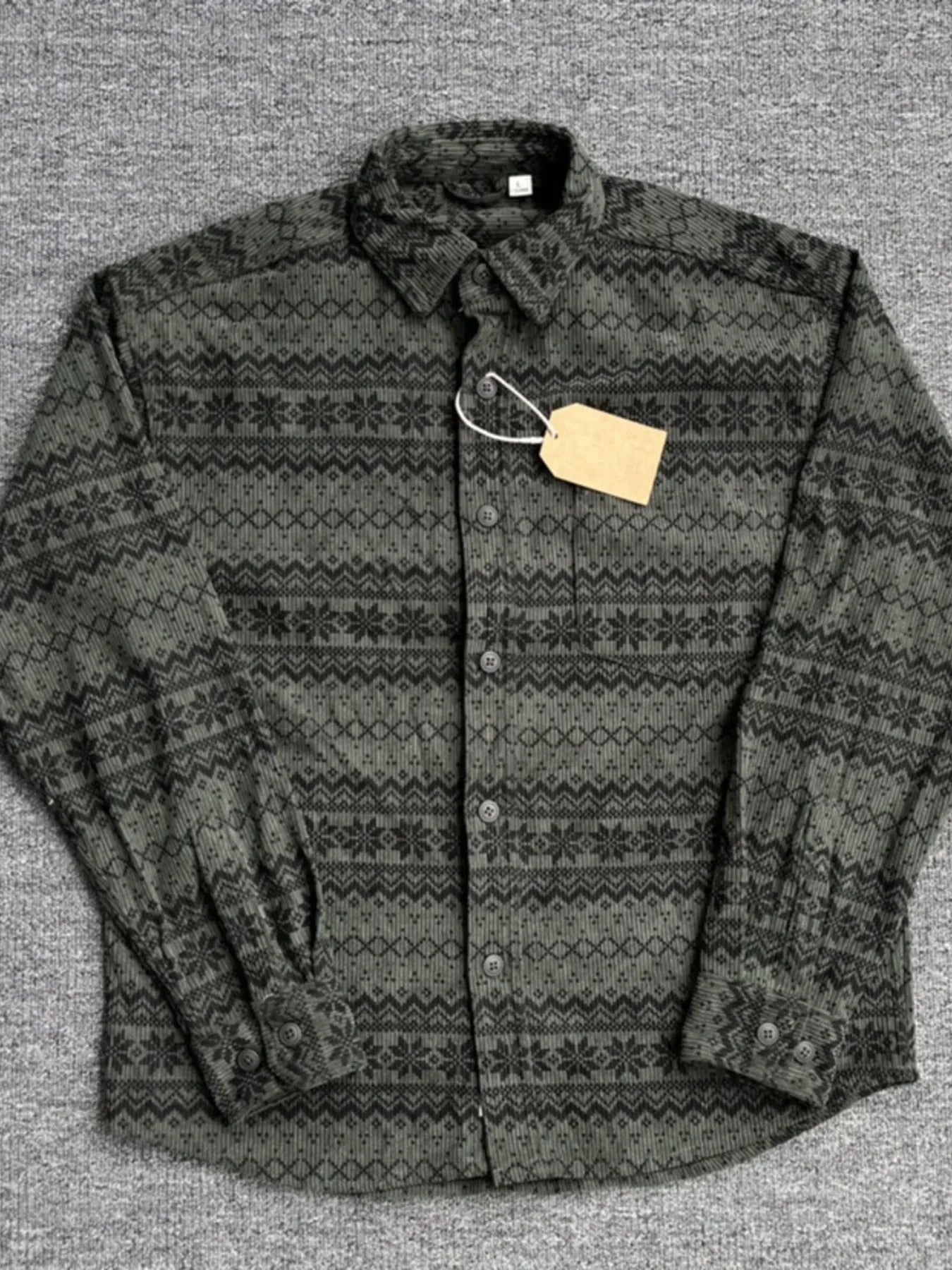 Men's Printed Button Up Long Sleeve Shirt