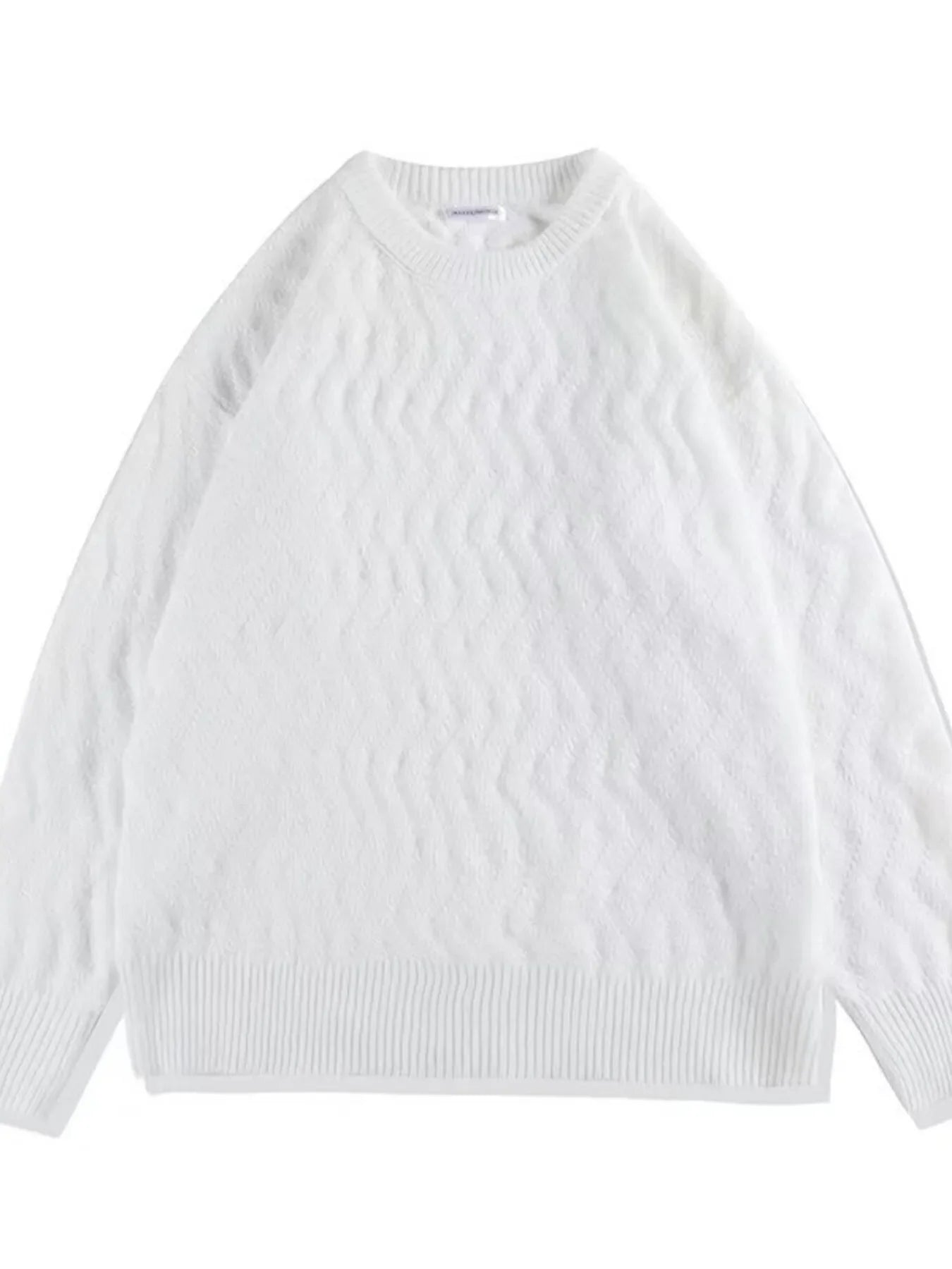 Men's Textured Wave Knit Sweater