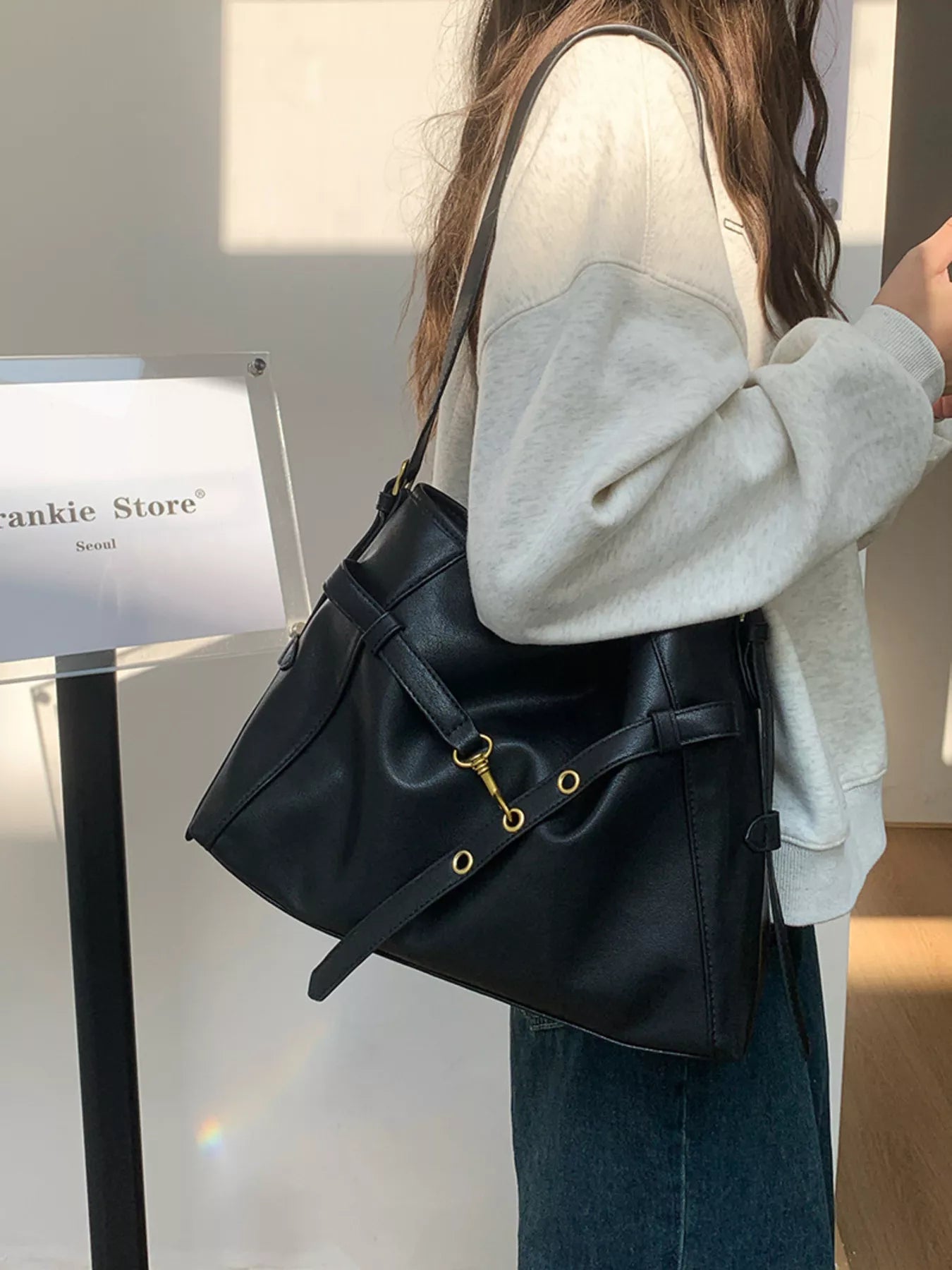 Buckle Decor Tote Bag