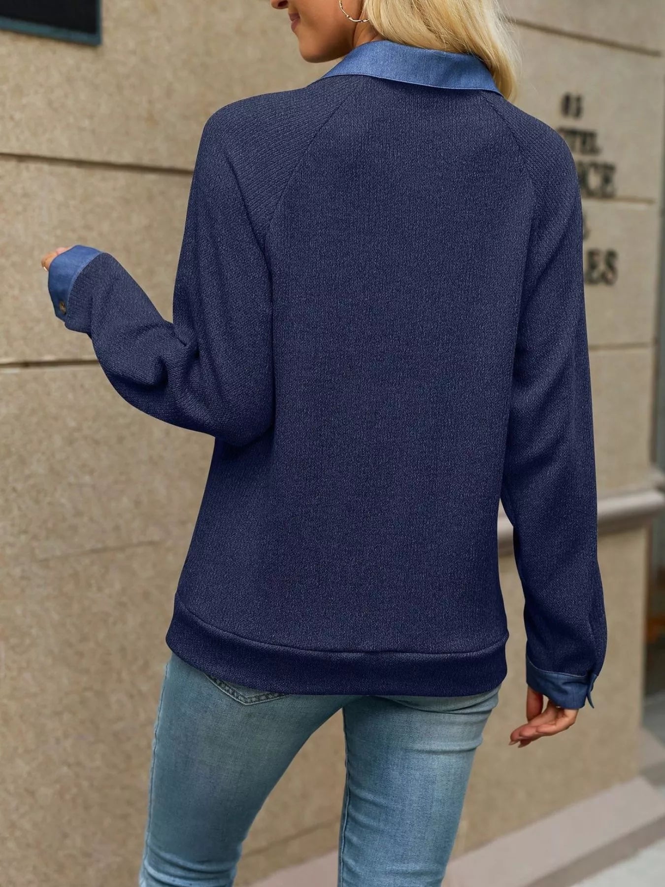 Button Detail Raglan Sleeve Top