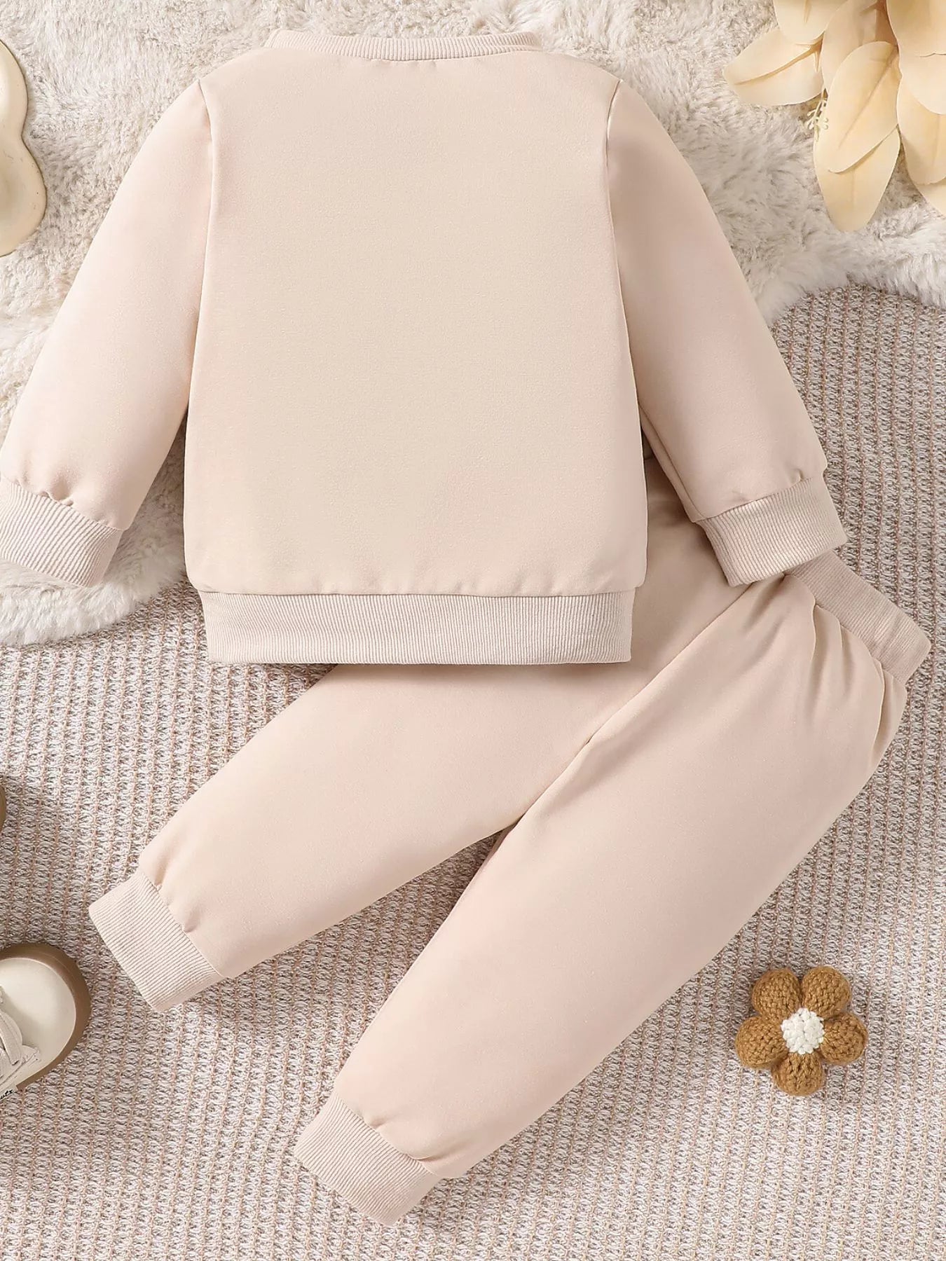 Children's Letter Round Neck Top and Pants Set
