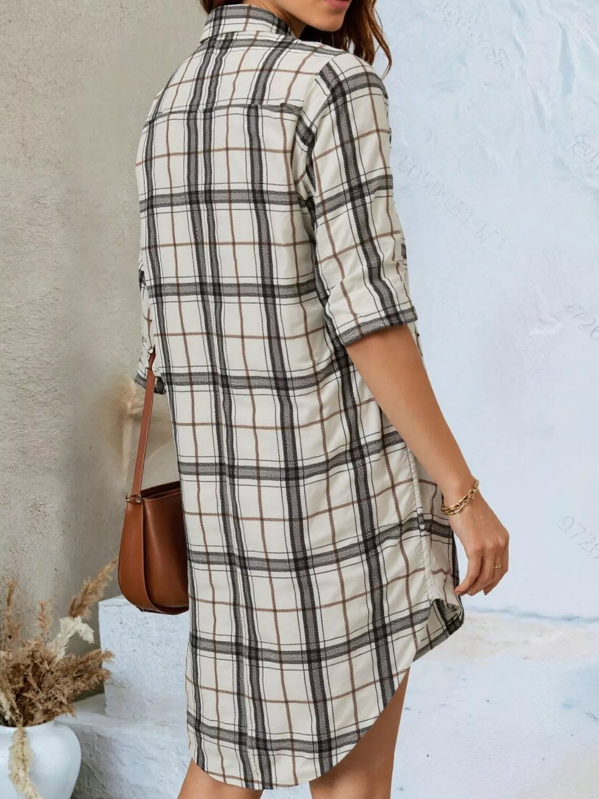 Plaid Button-Down Shirt Dress