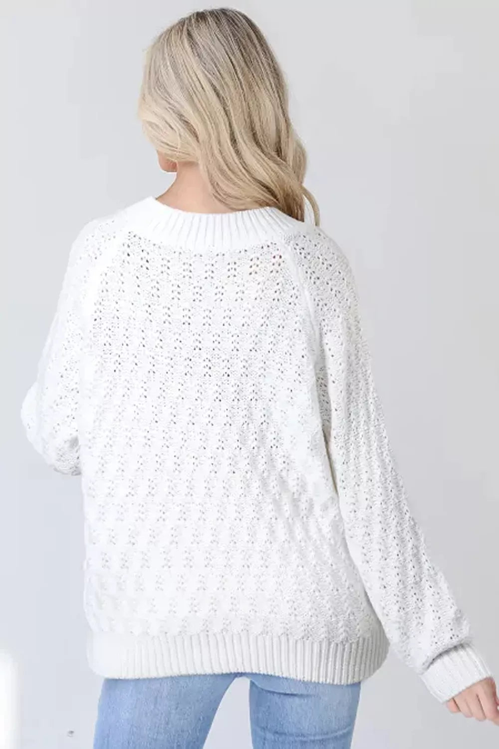 Textured V-Neck Long Sleeve Sweater