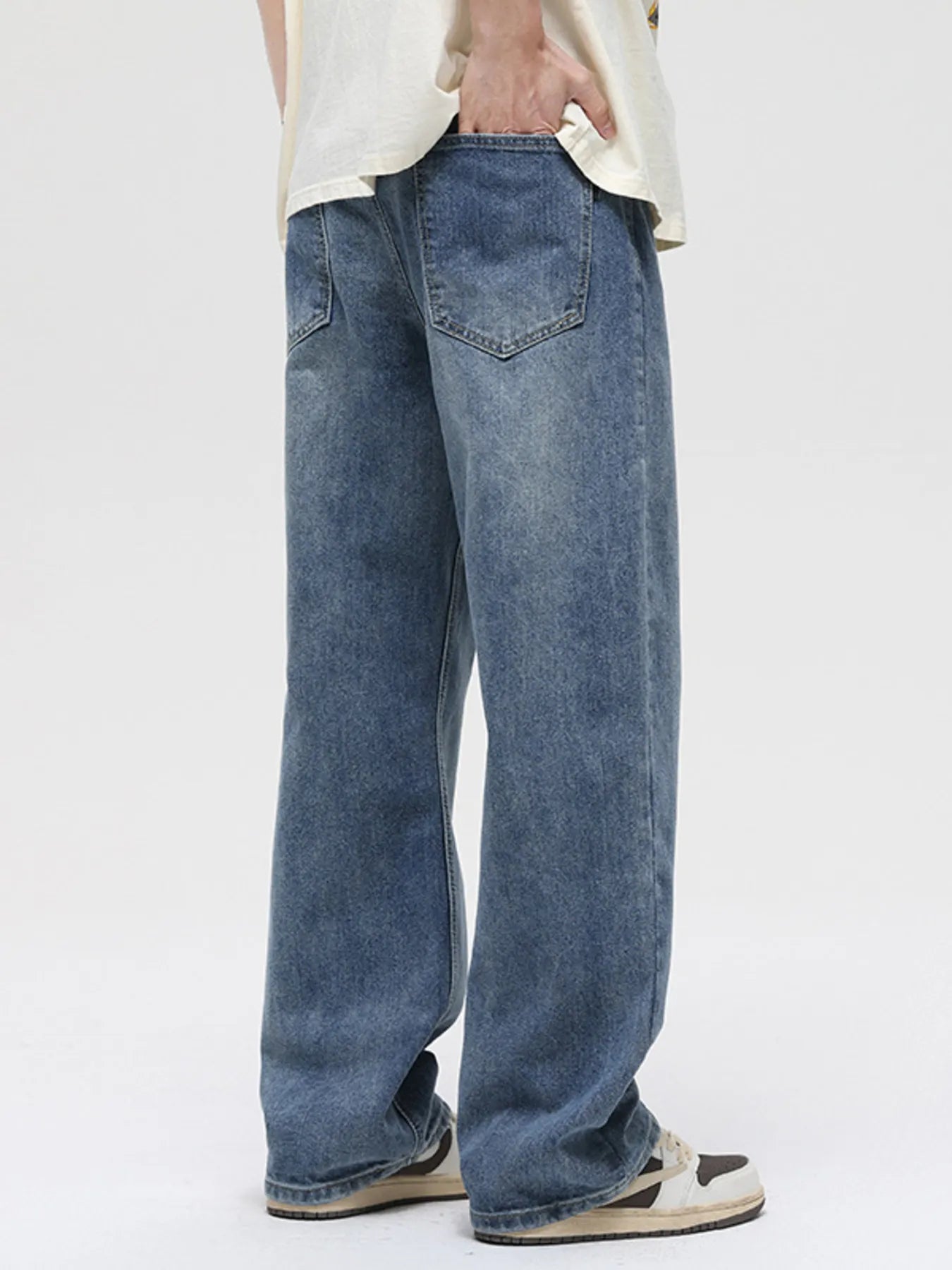 Men's Full Size Vintage Washed Loose Fit Jeans Plus Size
