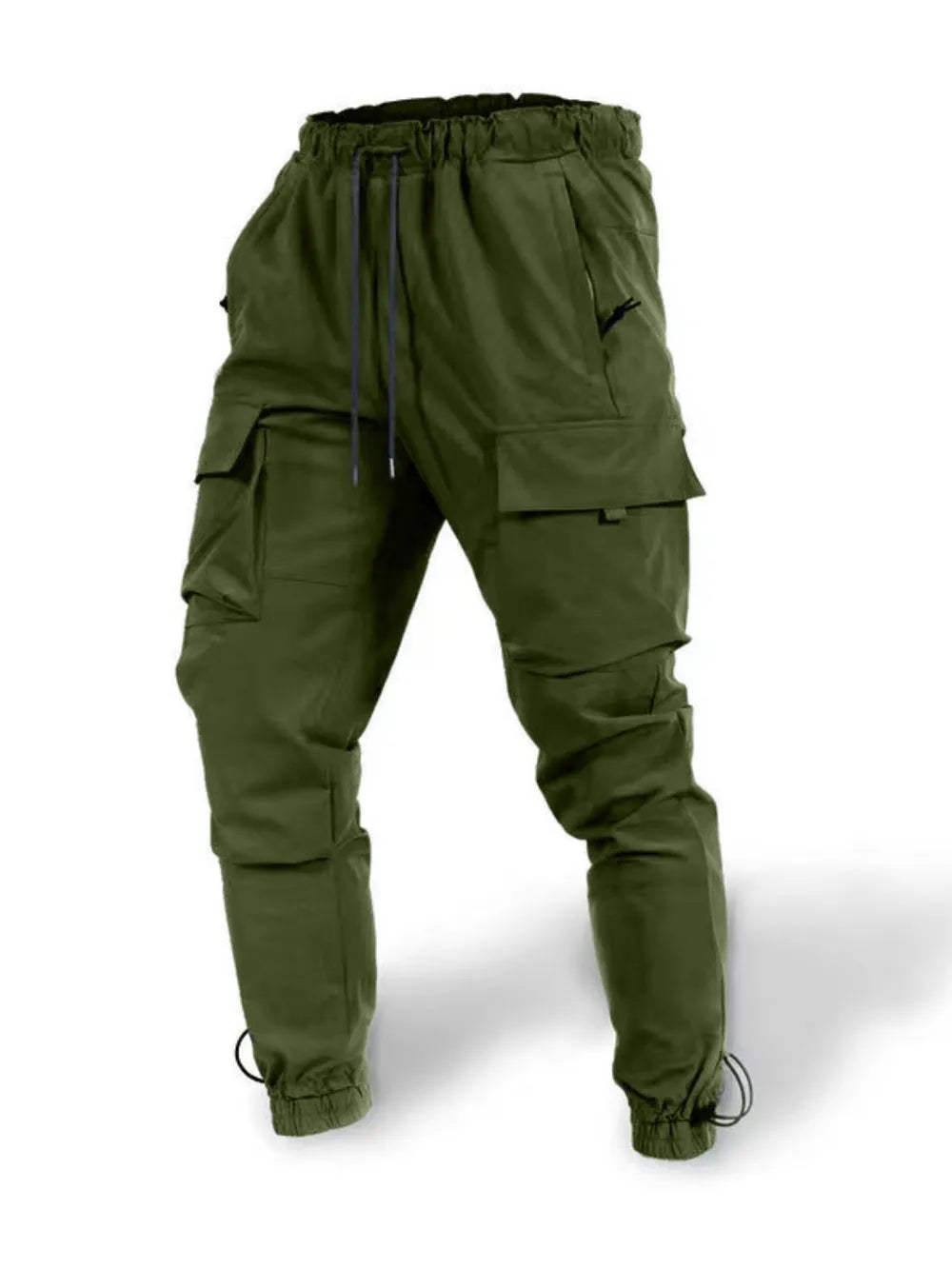 Men's Plus Size Drawstring Pants with Cargo Pockets