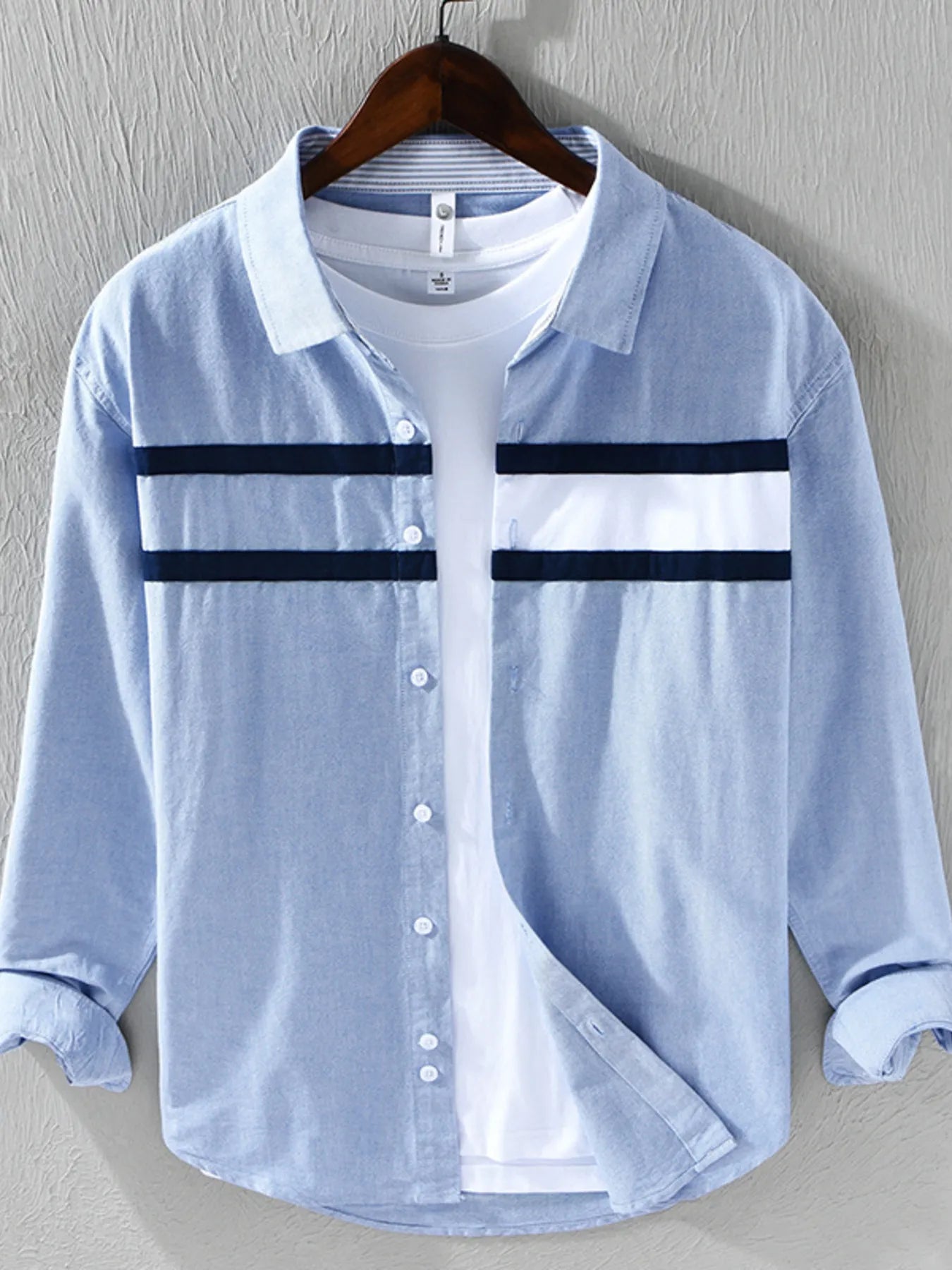 Men's Plus Size Striped Button-Down Shirt