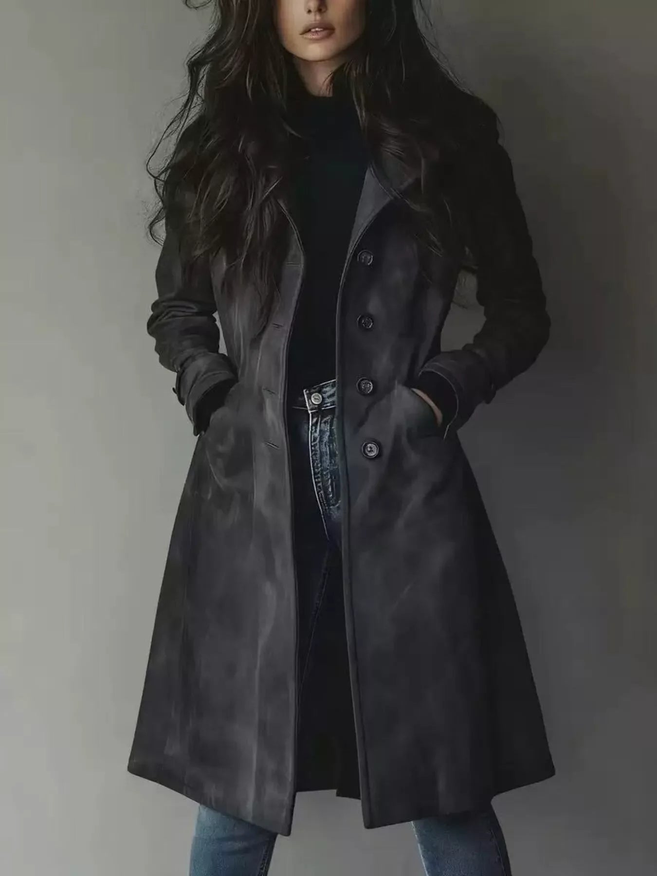 Button Up Longline Trench Coat