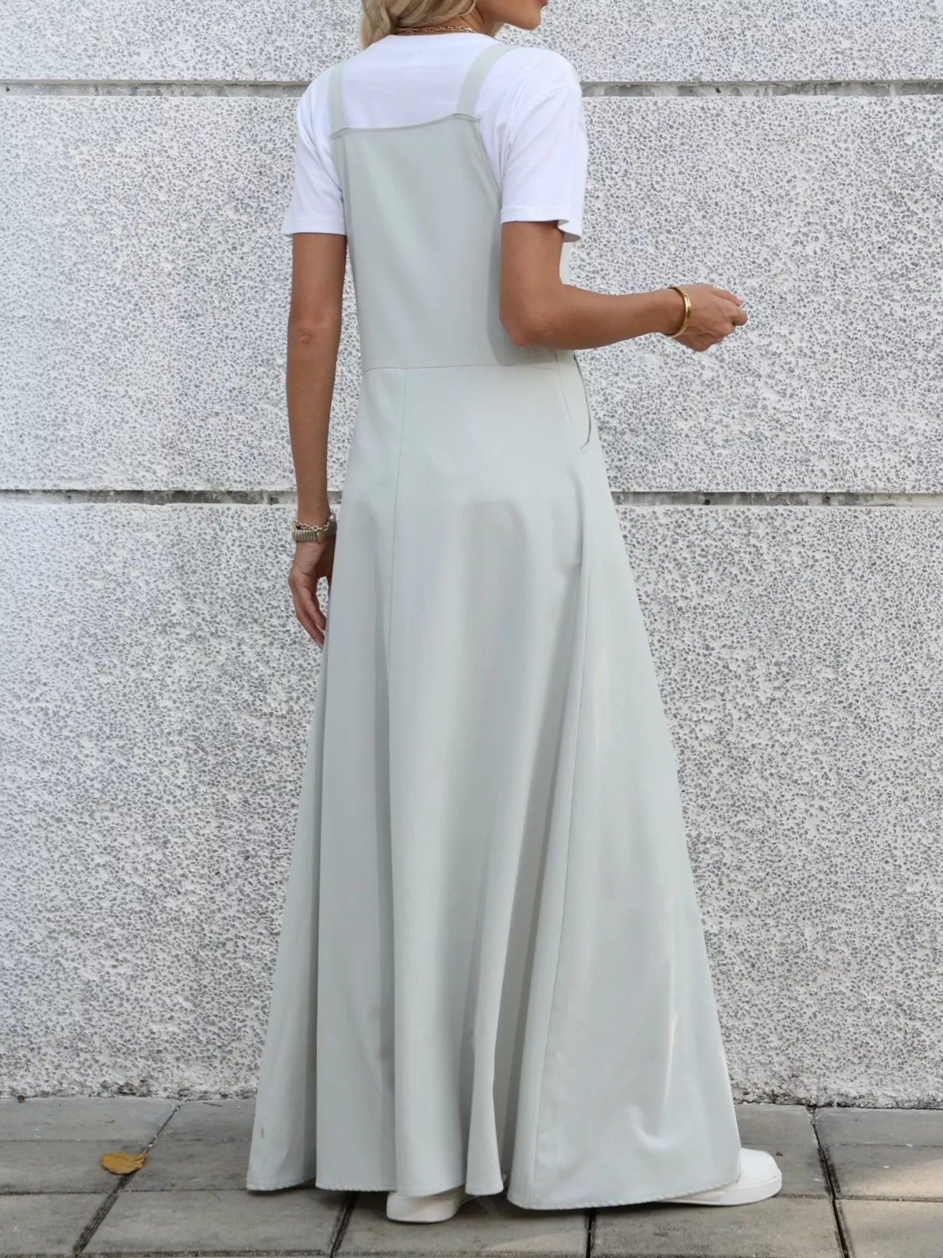 Pleated Detail Overall Dress