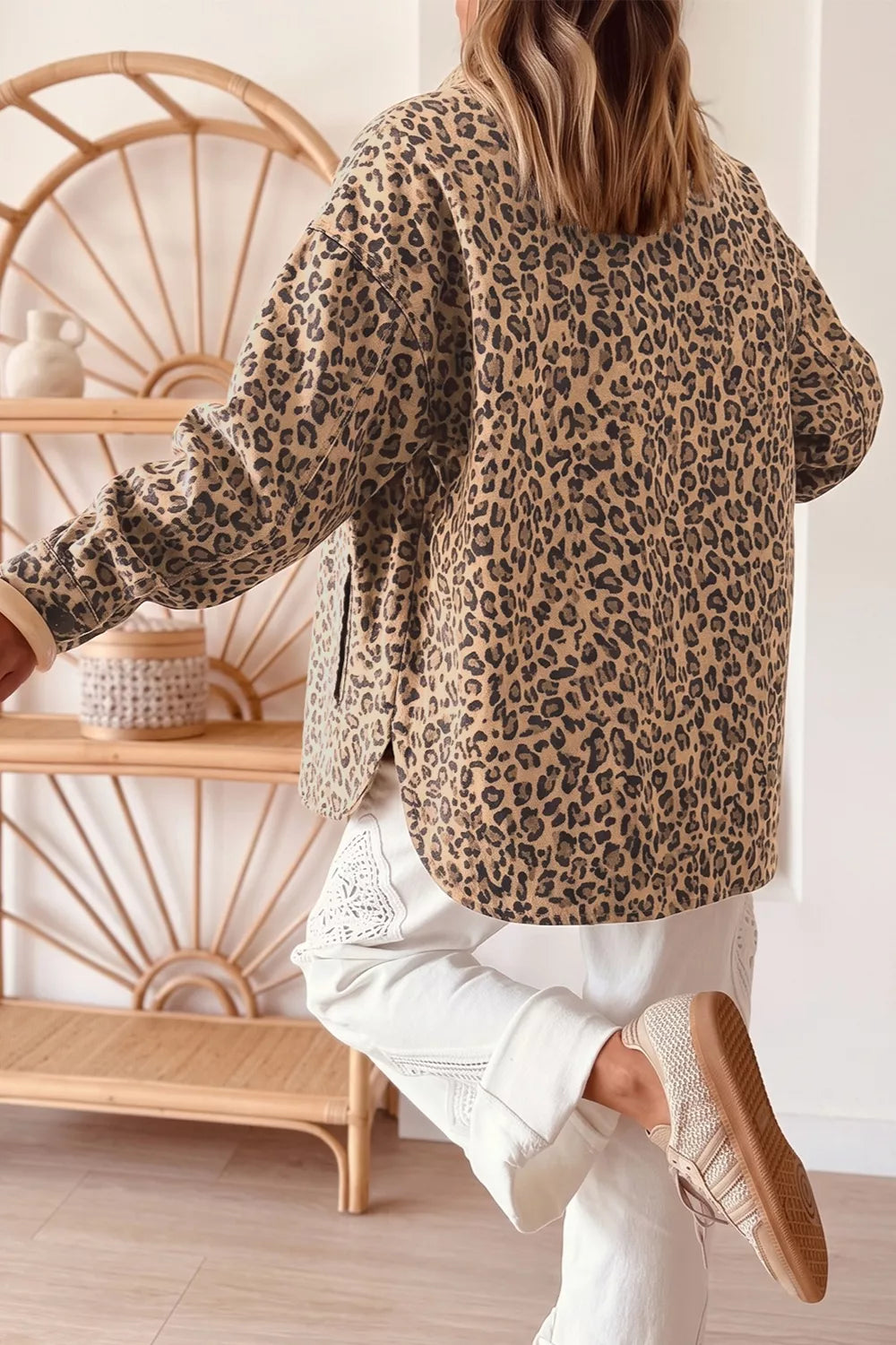 Leopard Print Denim Jacket