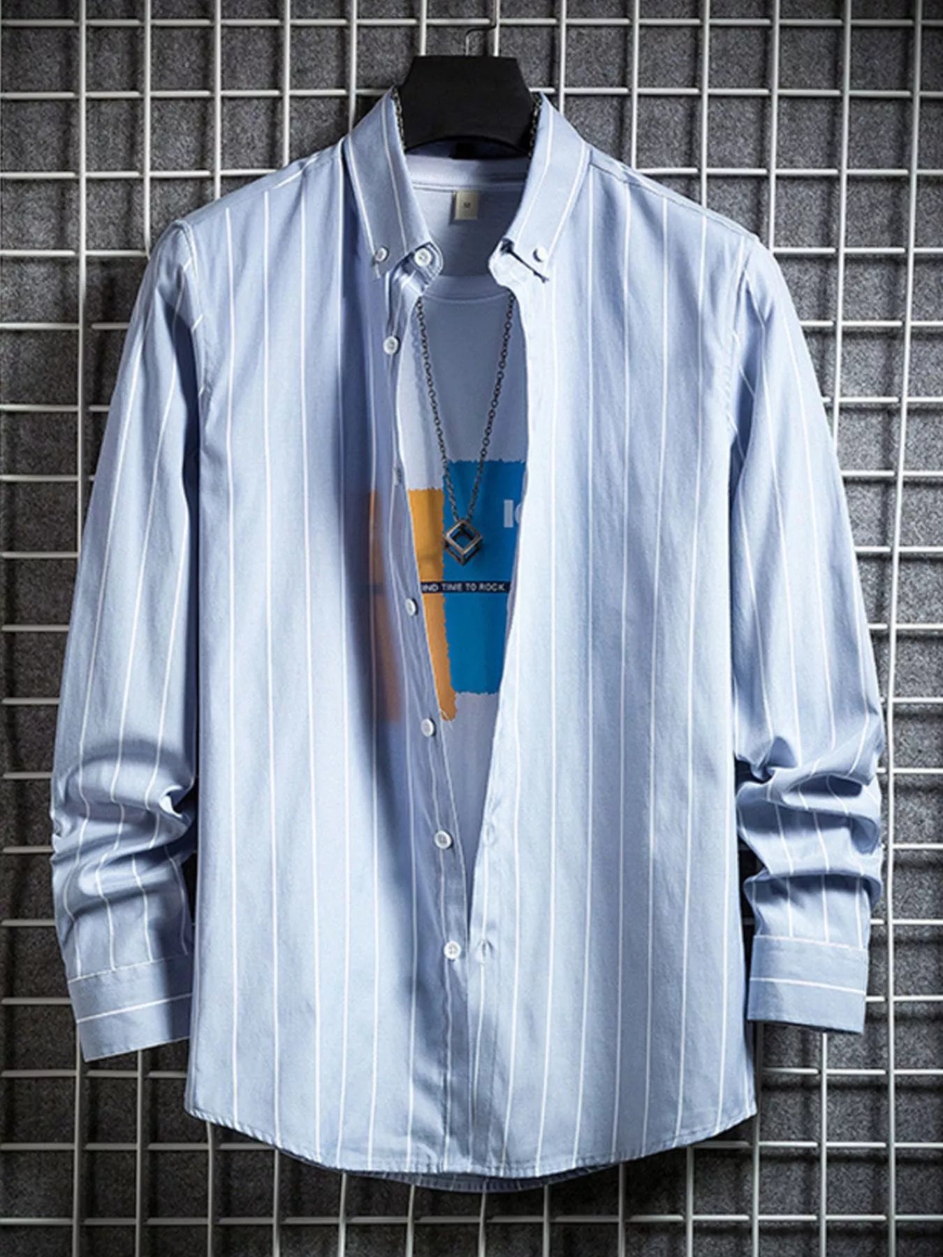 Men's Plus Size Casual Striped Long Sleeve Shirt