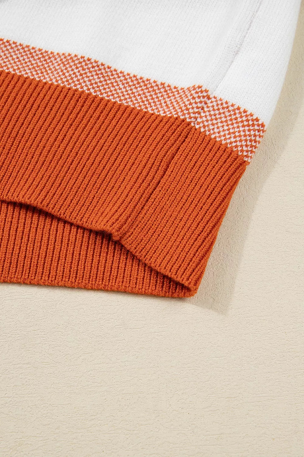Color Block Round Neck Tunic Sweater