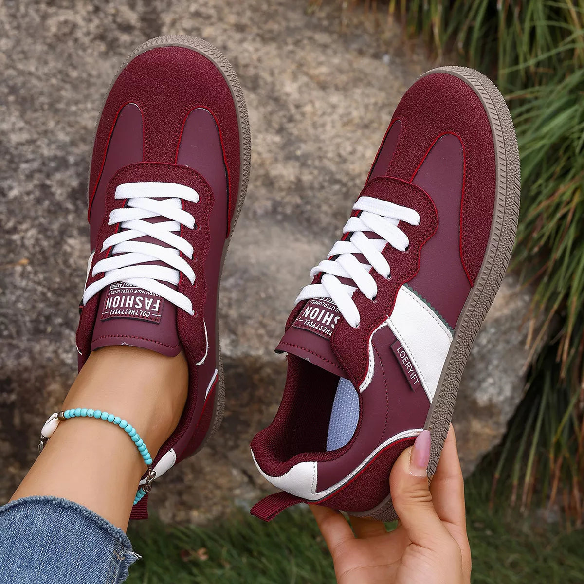 Round Toe Lace Up Sneakers