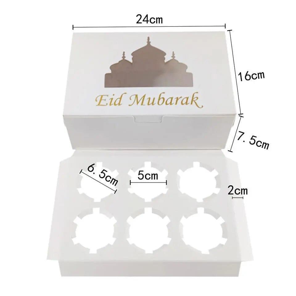 MR017 EID Mubarak Cupcake Box , Gift Box 6 holes