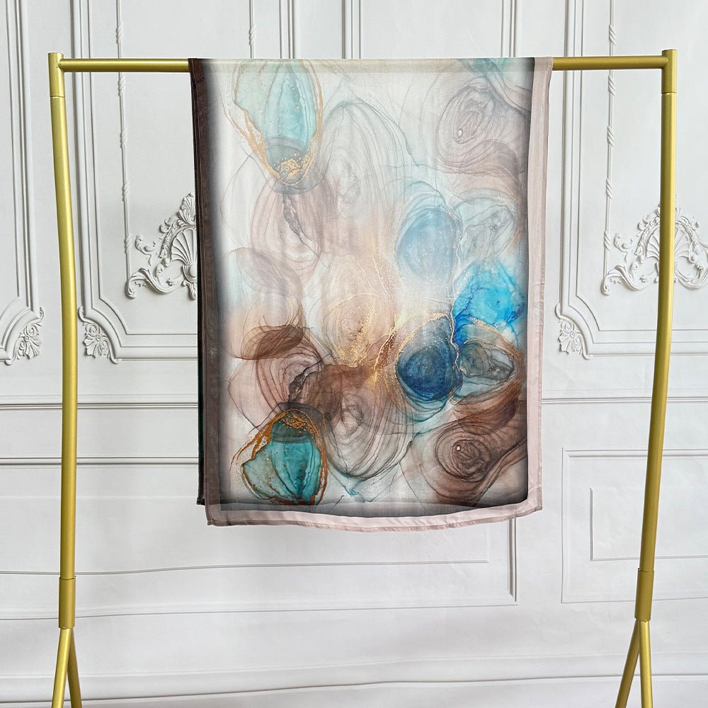Watercolor Artistic Modal Hijab with Painted Floral Motifs (MH144)