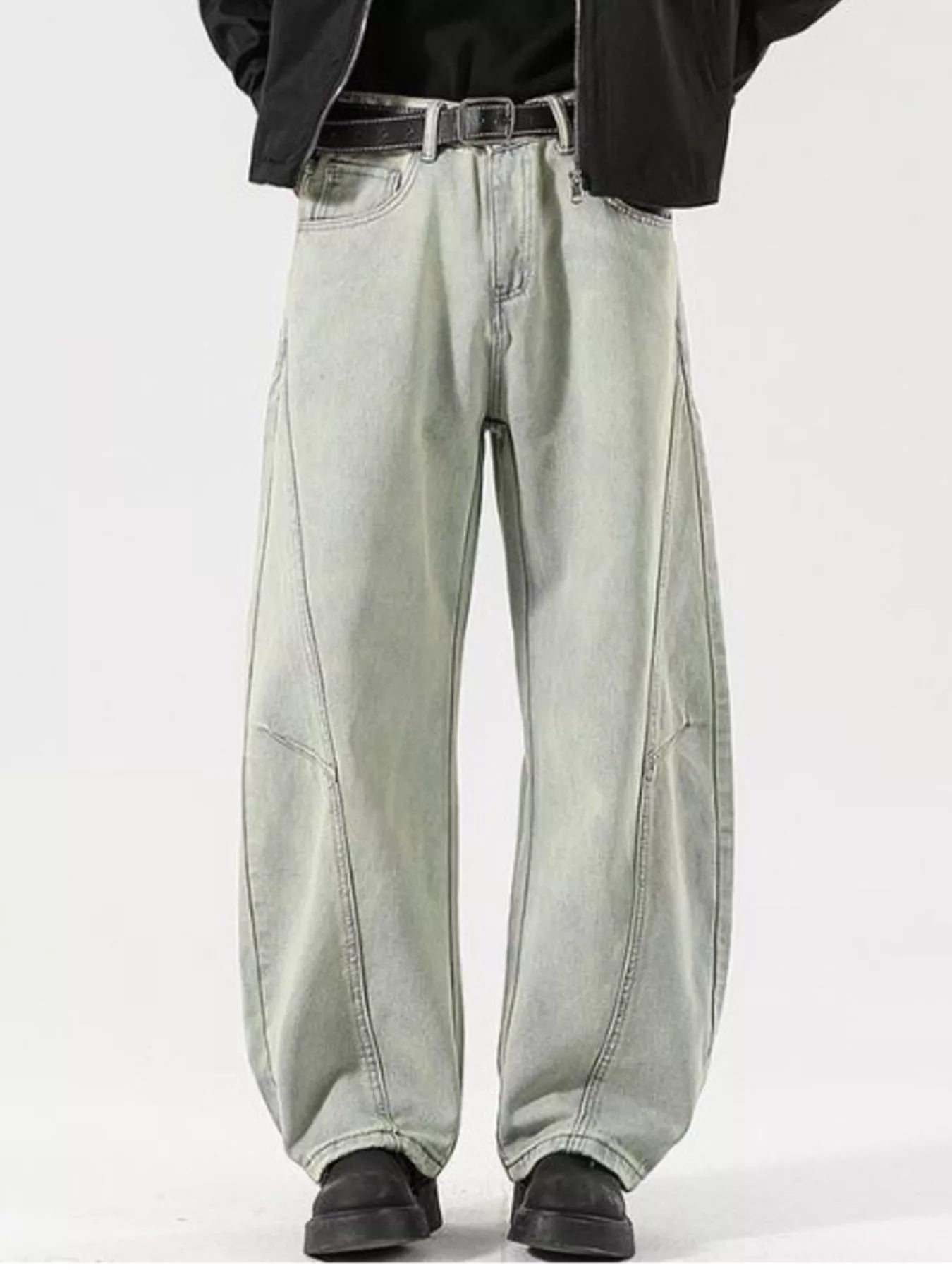 Men's Full Size Washed Wide Leg Jeans Plus Size