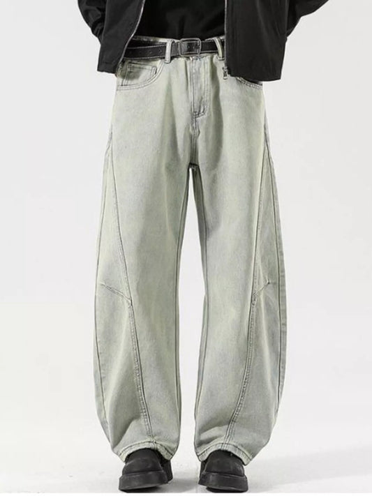 Men's Full Size Washed Wide Leg Jeans Plus Size