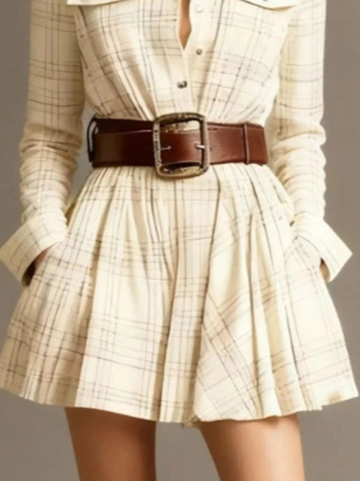 Plaid Long Sleeve Shirt Dress