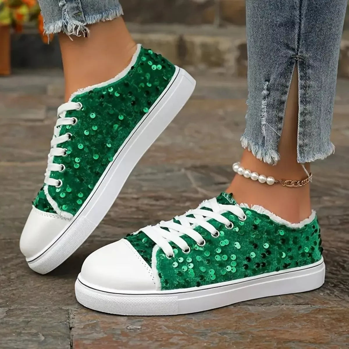 Sparkling Sequin Low-Top Sneakers