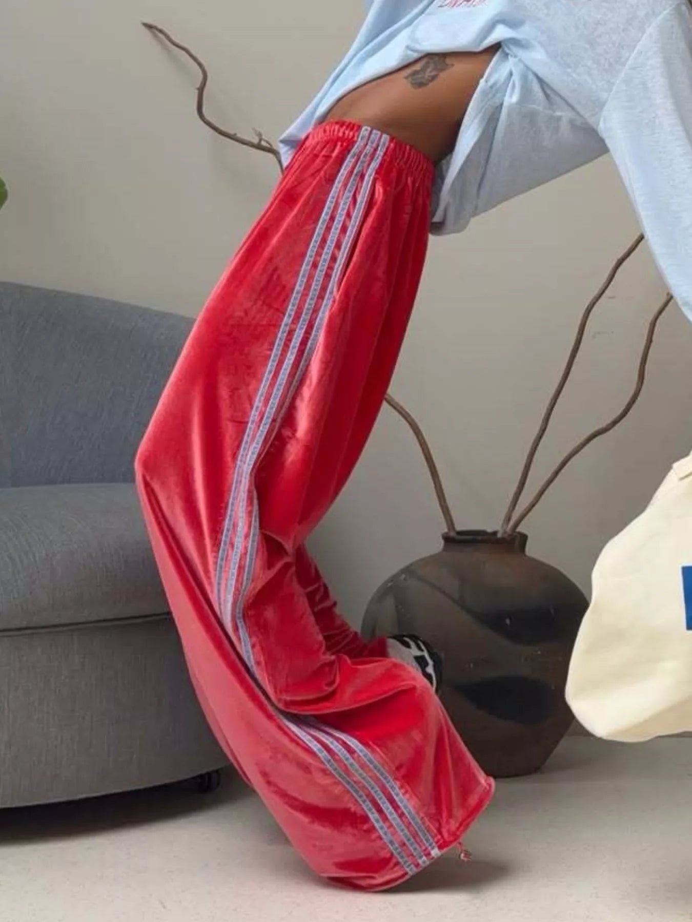 Velvet Wide-Leg Pants