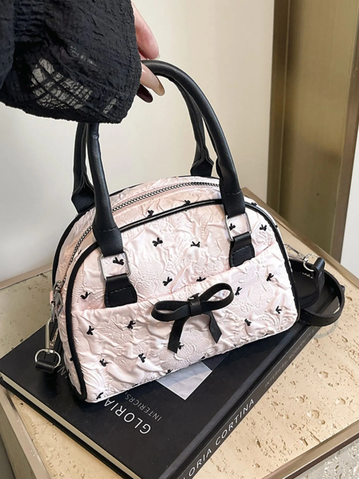 Ruched Bow Crossbody Bag
