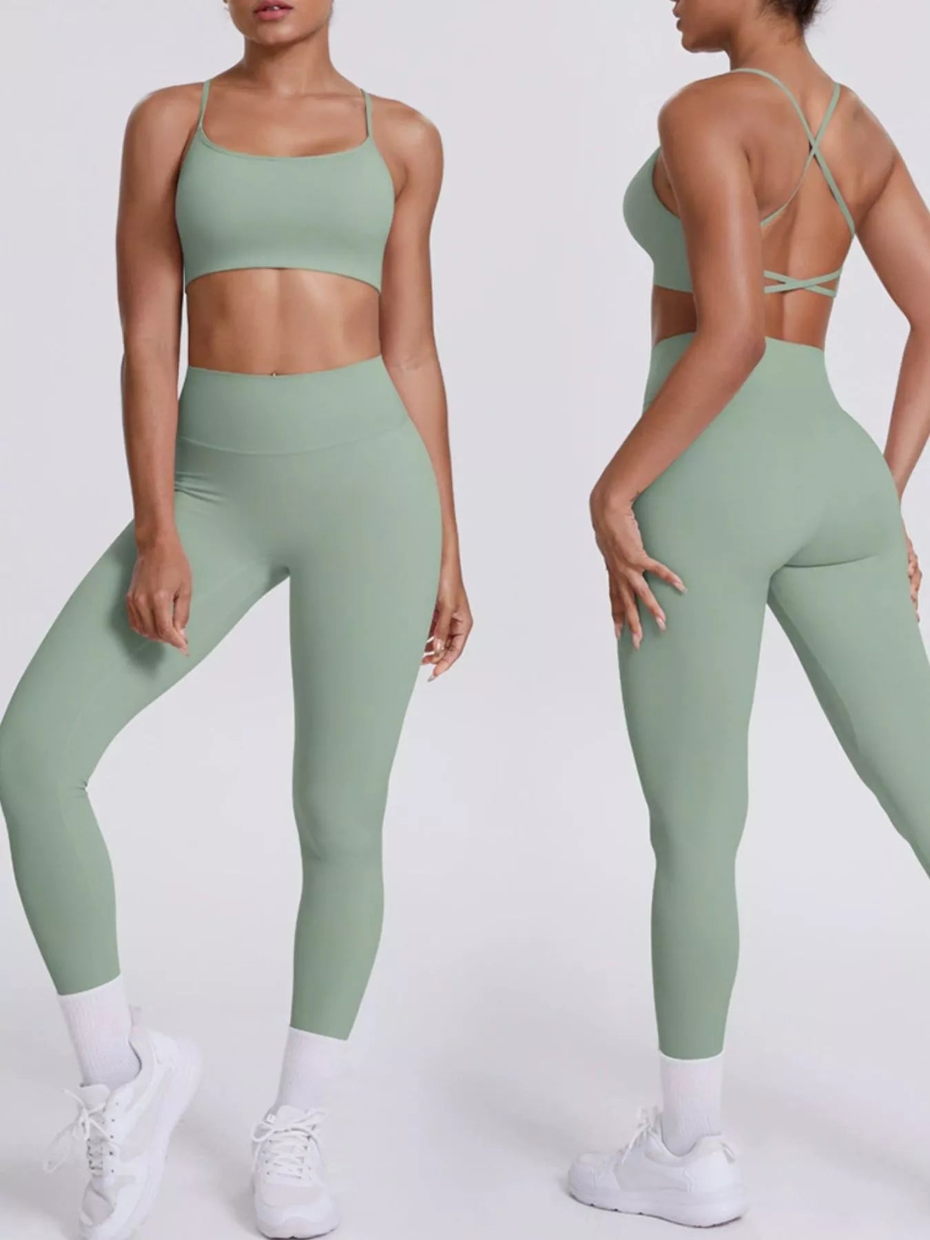 Criss-Cross Back Cami and Leggings Active Set