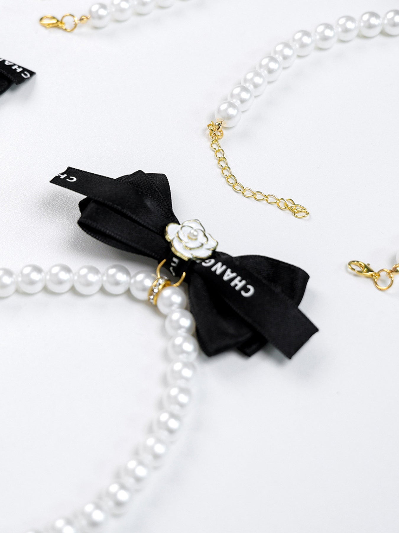 Pearl Bowknot Pet Necklace