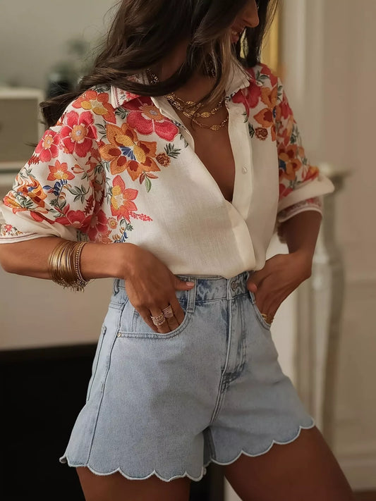 Floral Print Button Up Shirt
