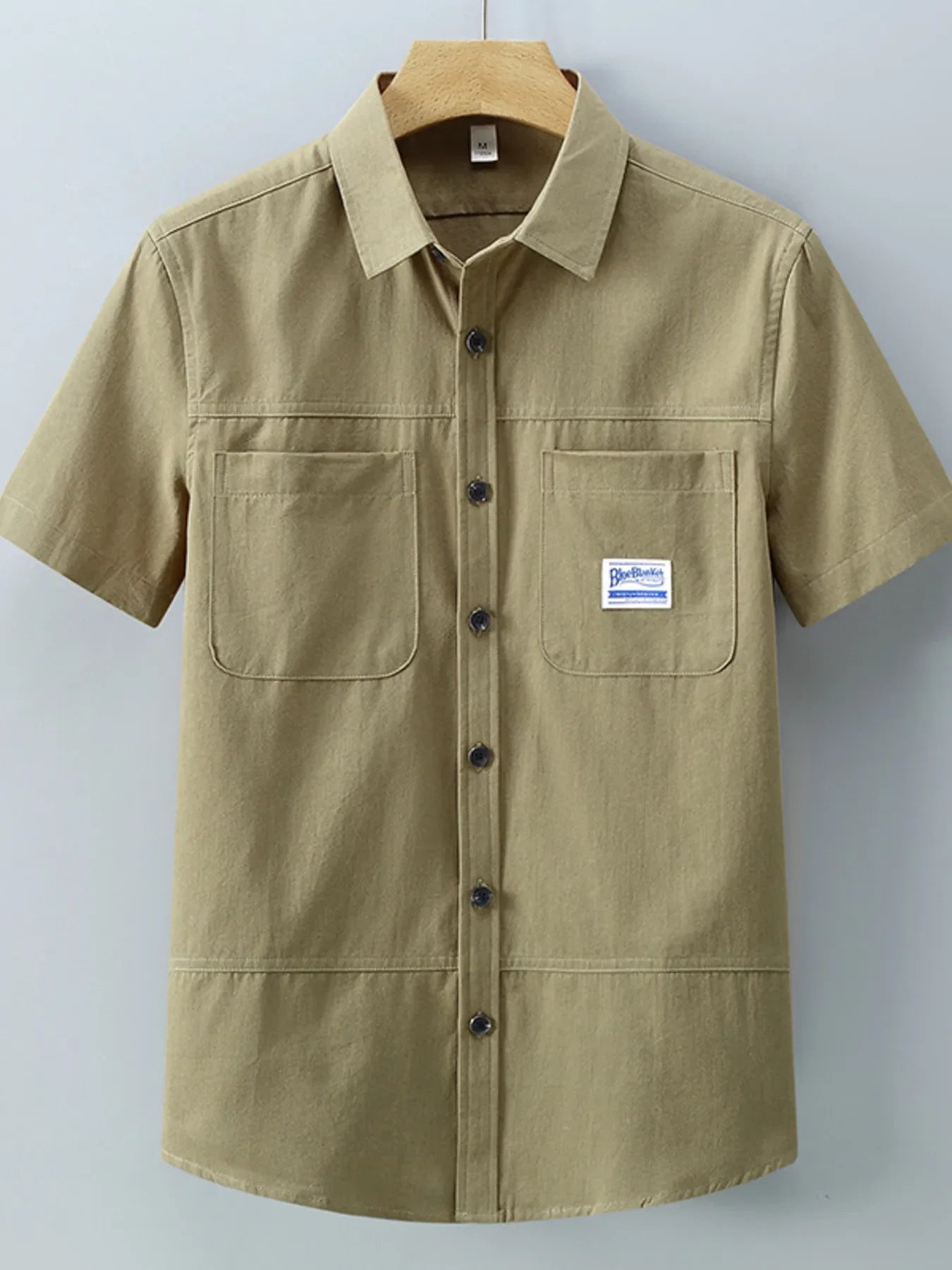 Men's Plus Size Button Up Short-Sleeve Shirt