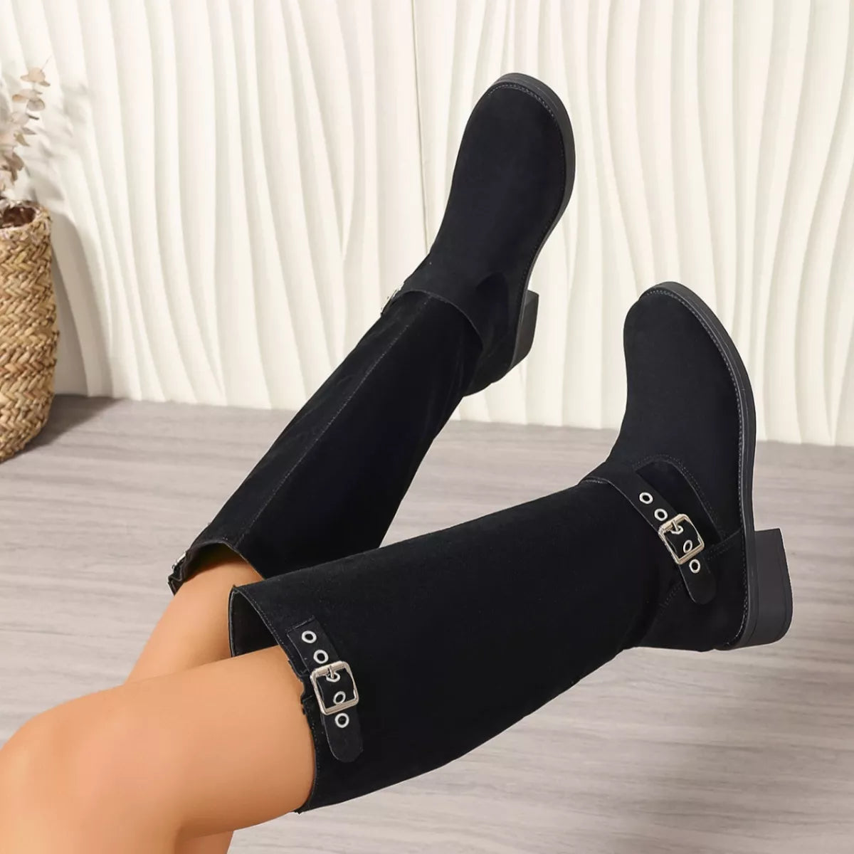 Round Toe Block Heels Boots