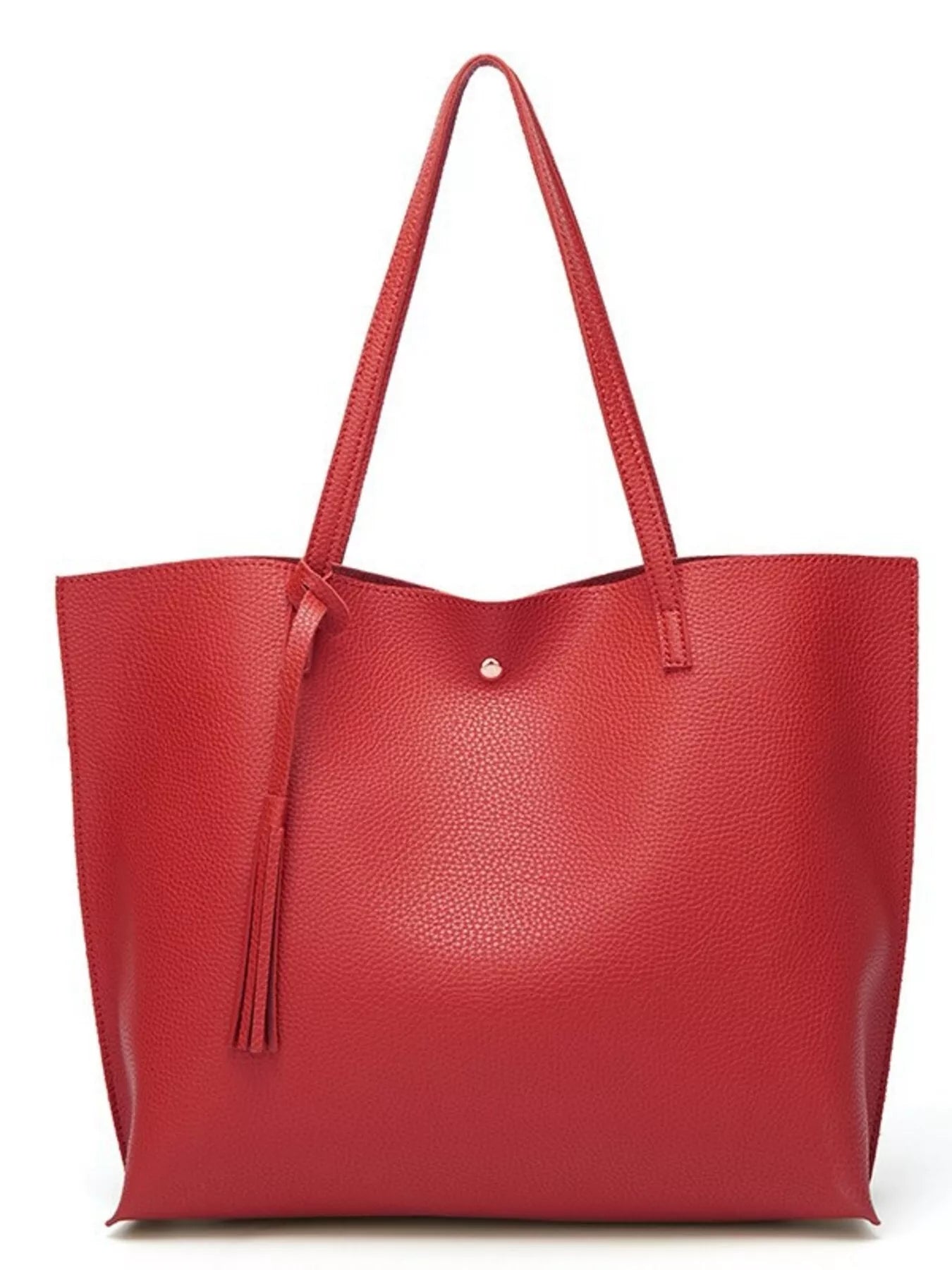PU Leather Tote Bag with Tassel