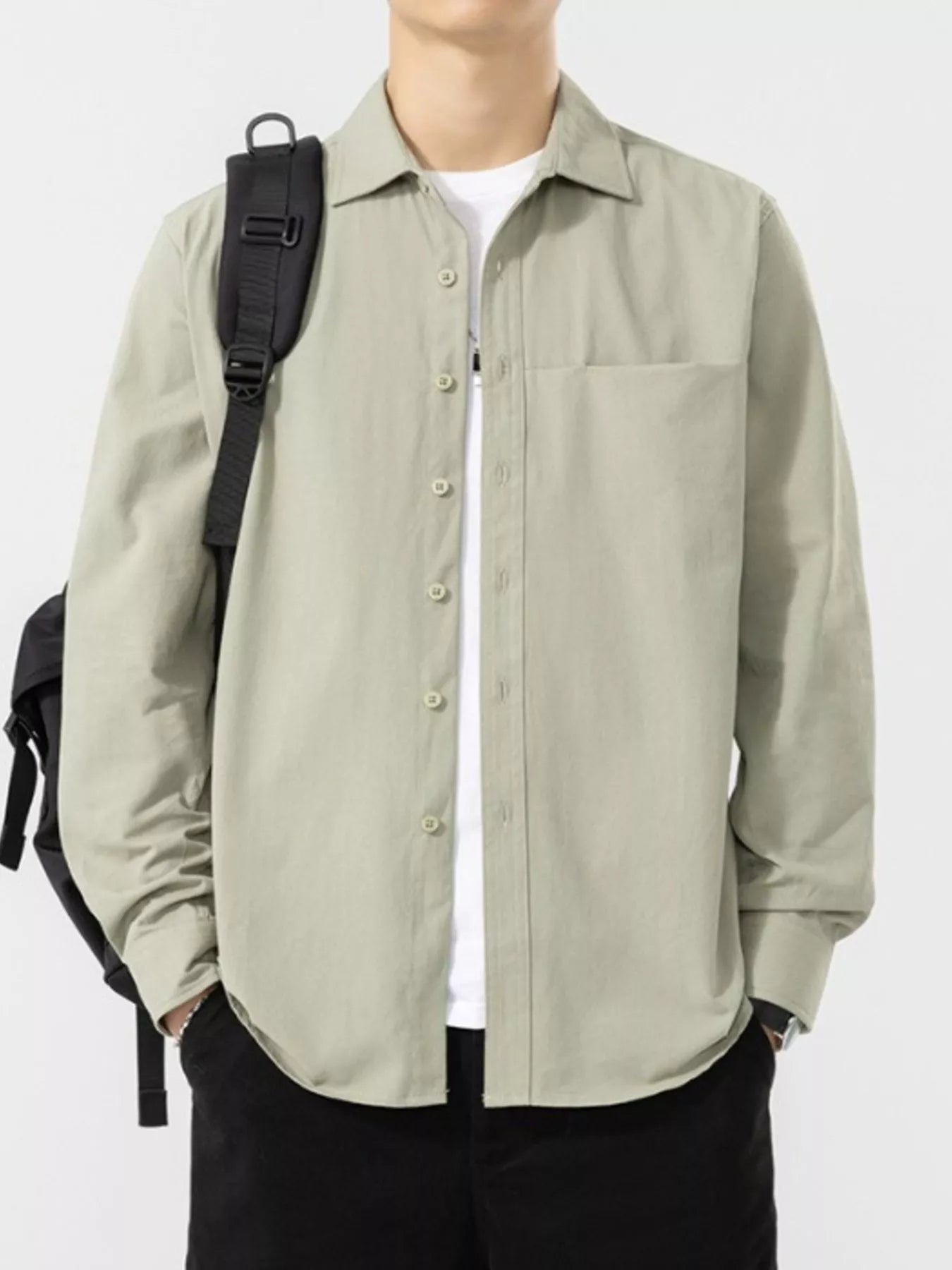 Men's Plus Size Button Up Long Sleeve Shirt