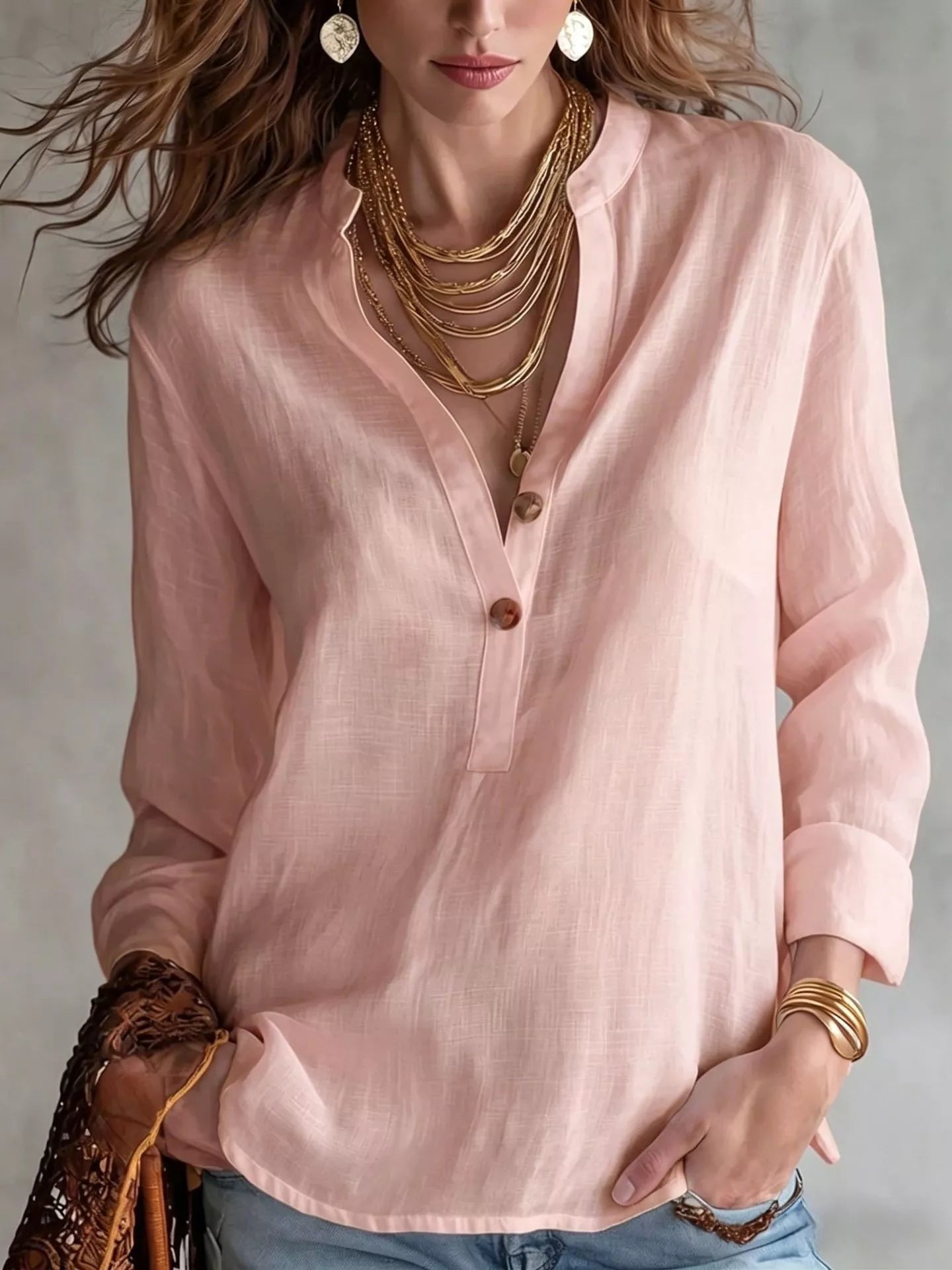 Button Detail Long Sleeve Shirt