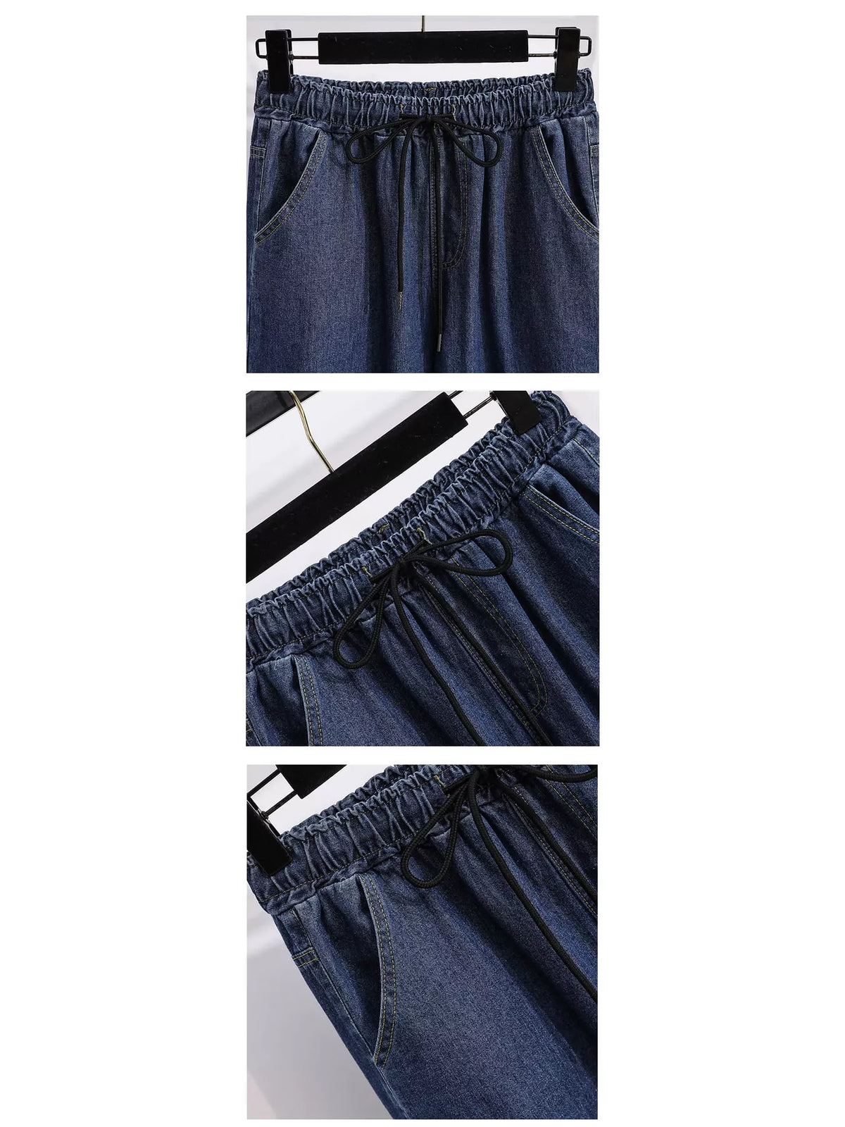 Full Size High-Waisted Elastic Drawstring Wide-Leg Jeans with Frayed Hem Plus Size
