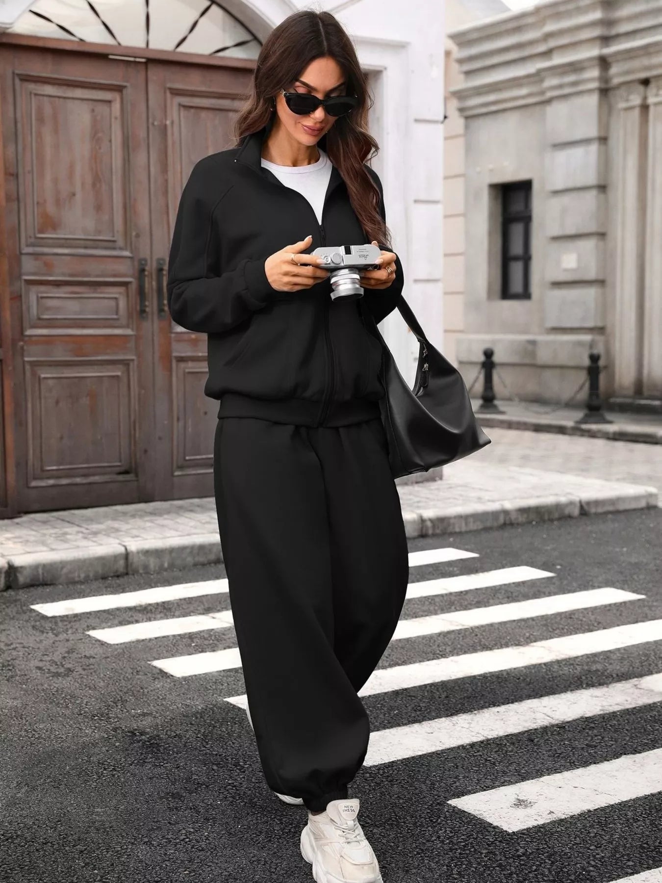 Zip-Up Long Sleeve Top and Pants Set