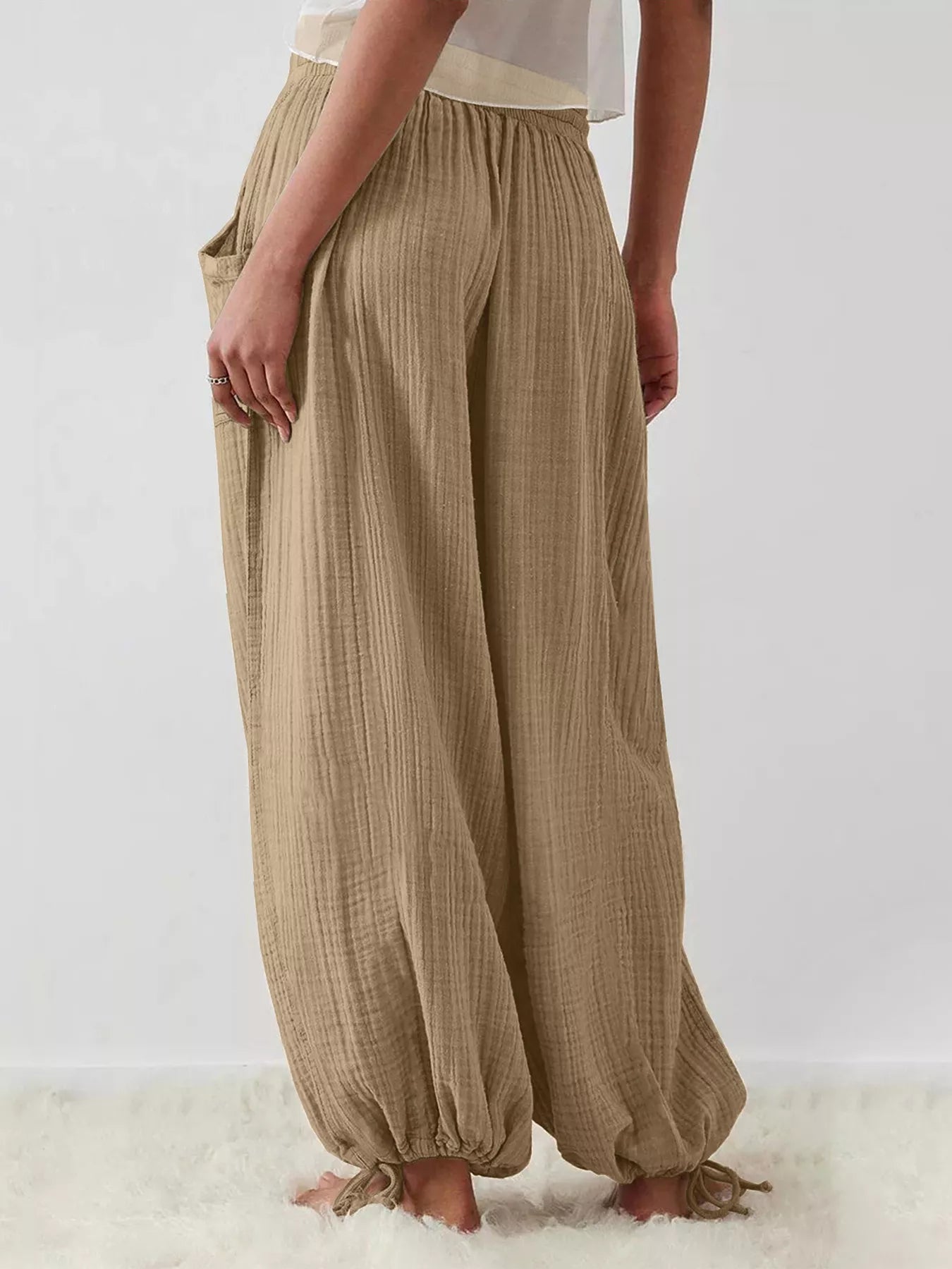 Loose Fit Gauze Drawstring Pants