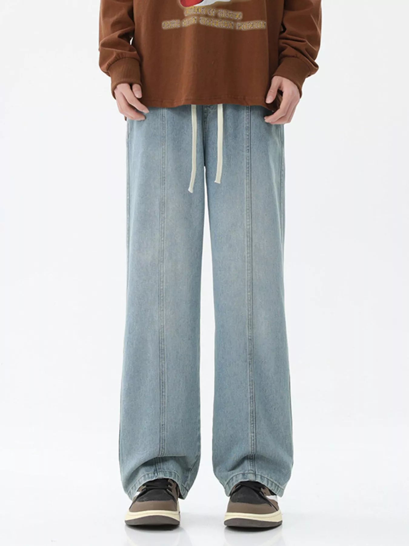 Men's Full Size Wash Wide Leg Jeans Plus Size