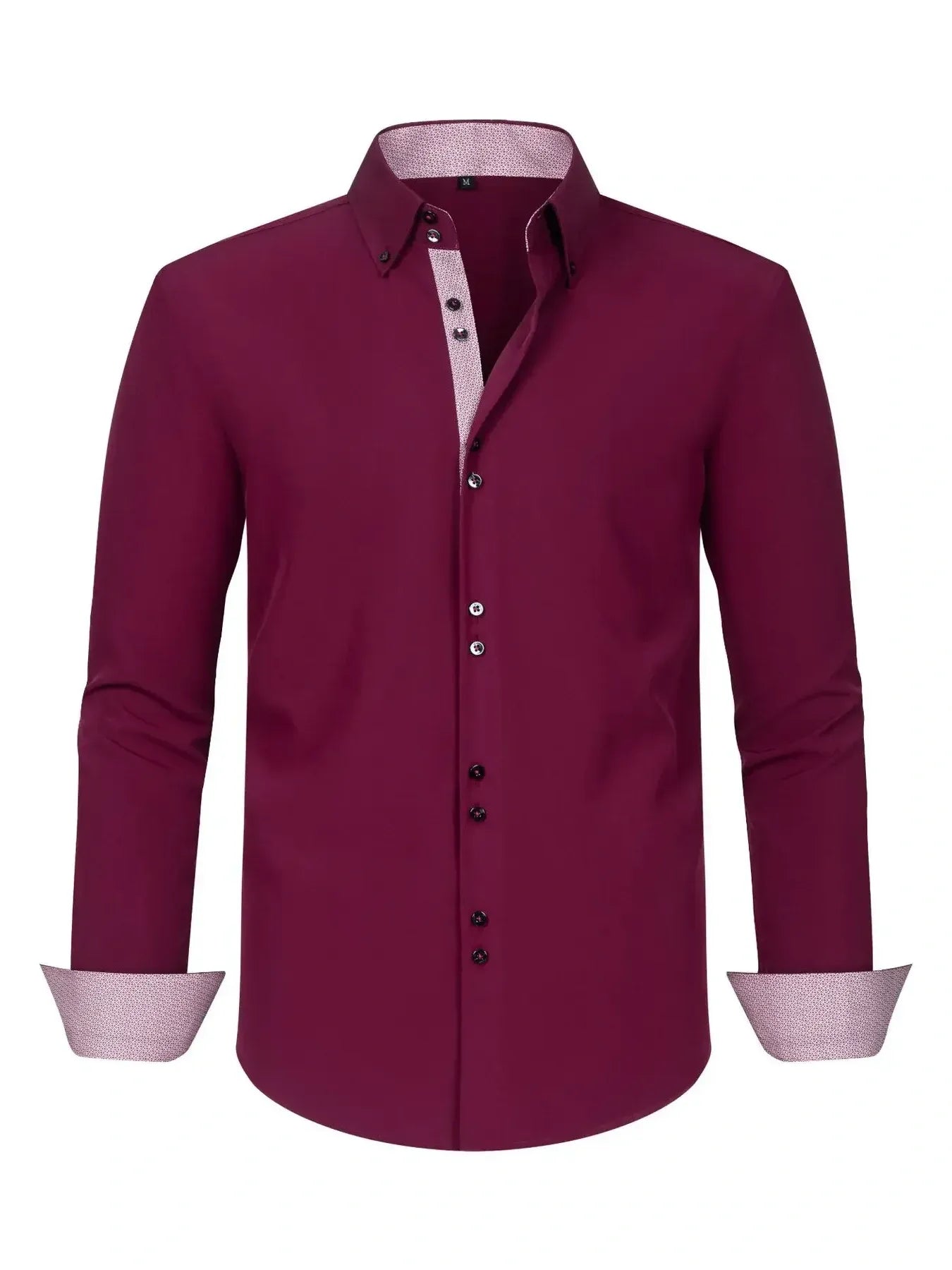 Men's Full Size Button-Down Casual Shirt with Contrast Cuffs Plus Size