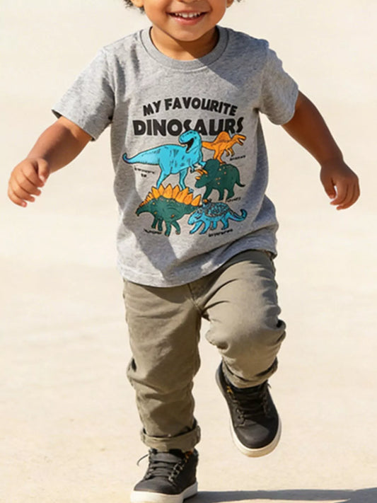 Children's Dinosaur Graphic Round Neck Tee