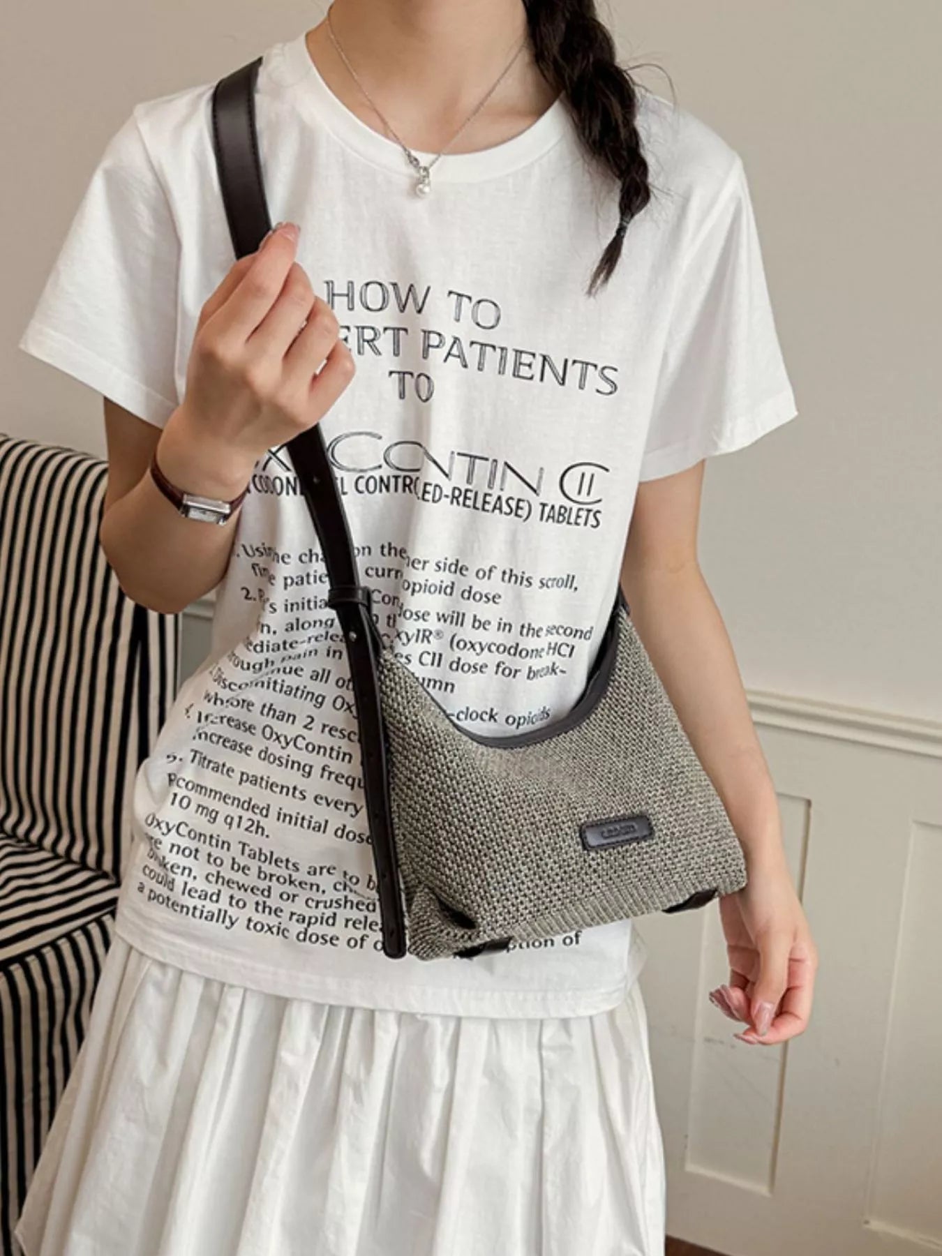 Textured Hobo Shoulder Bag