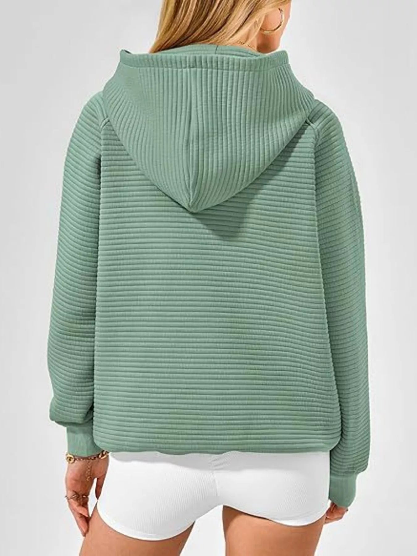 Texture Kangaroo Pocket Raglan Sleeve Hoodie