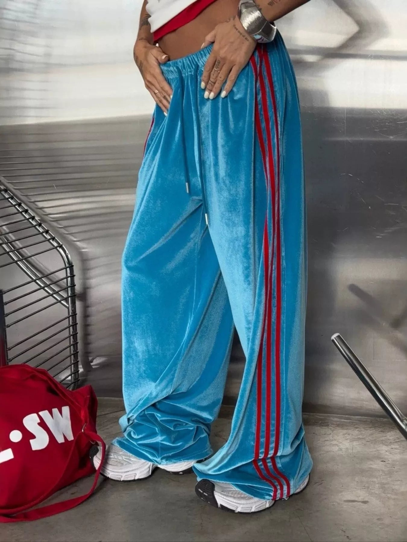 Velvet Wide-Leg Pants