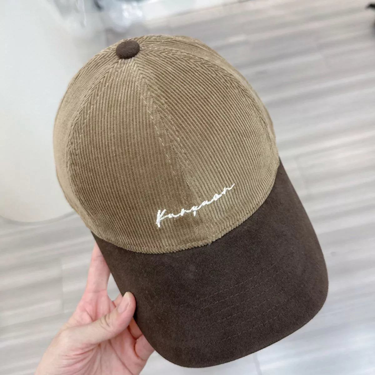 Embroidered Corduroy Baseball Cap