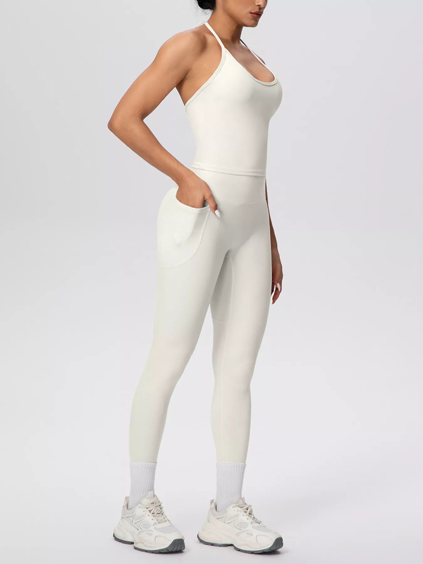 Halter Neck Cami and High-Waisted Leggings Active Set