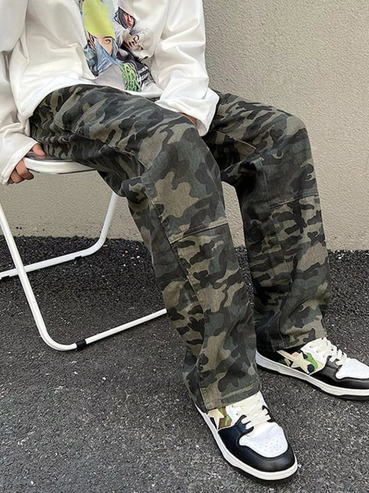 Men's Full Size Camouflage Loose Fit Jeans Plus Wize
