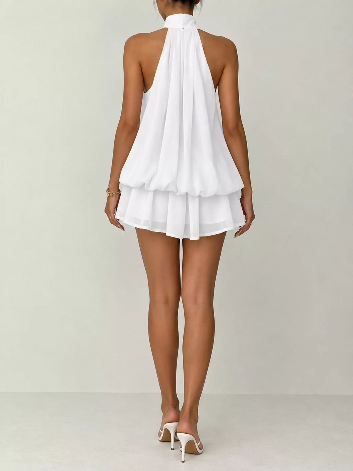 Halter Neck Ruched Mini Dress