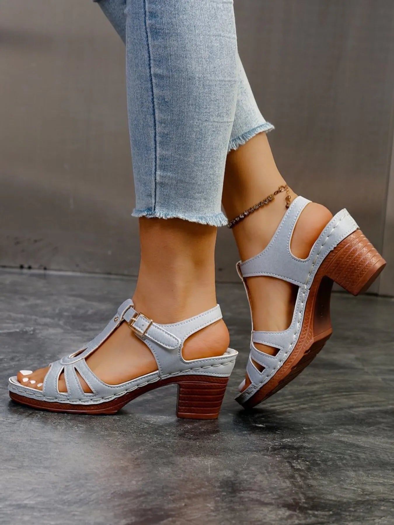 Multi-Strap Block Heel Sandals