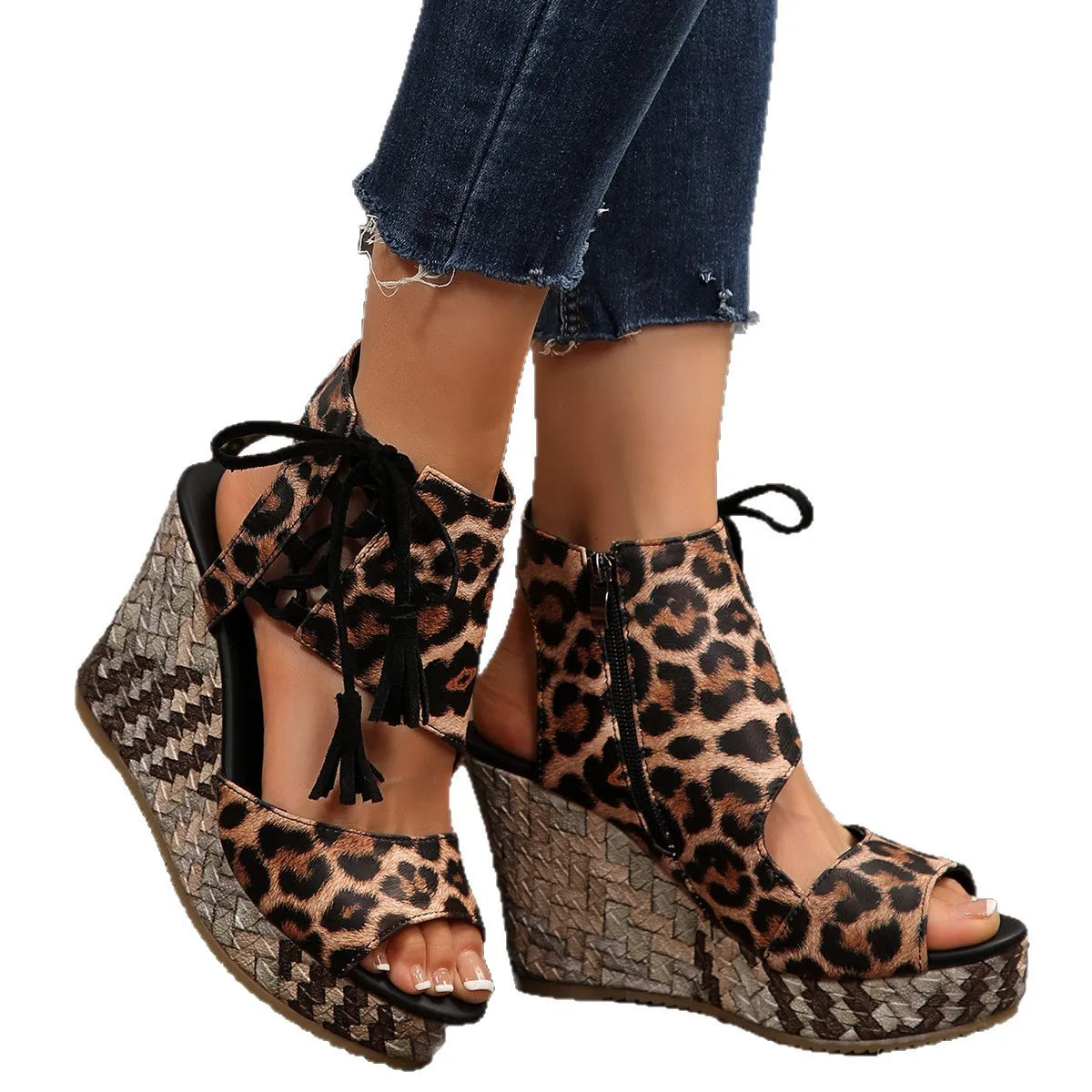 Printed Wedge Platform Sandals