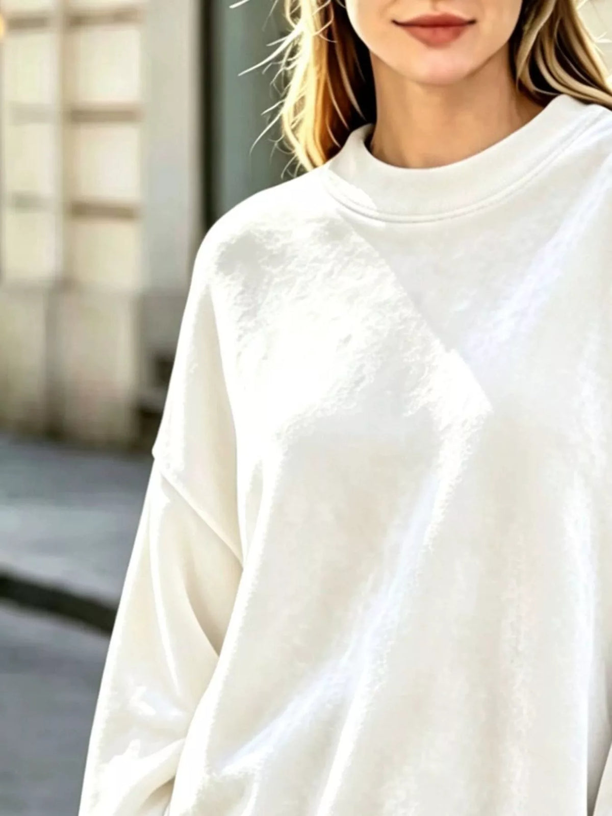 Full Size Crew Neck Dropped Shoulder Sweatshirt Plus Size