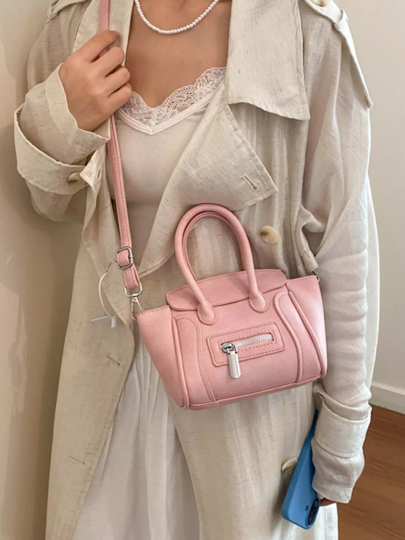 Top Handle PU Leather Crossbody Bag