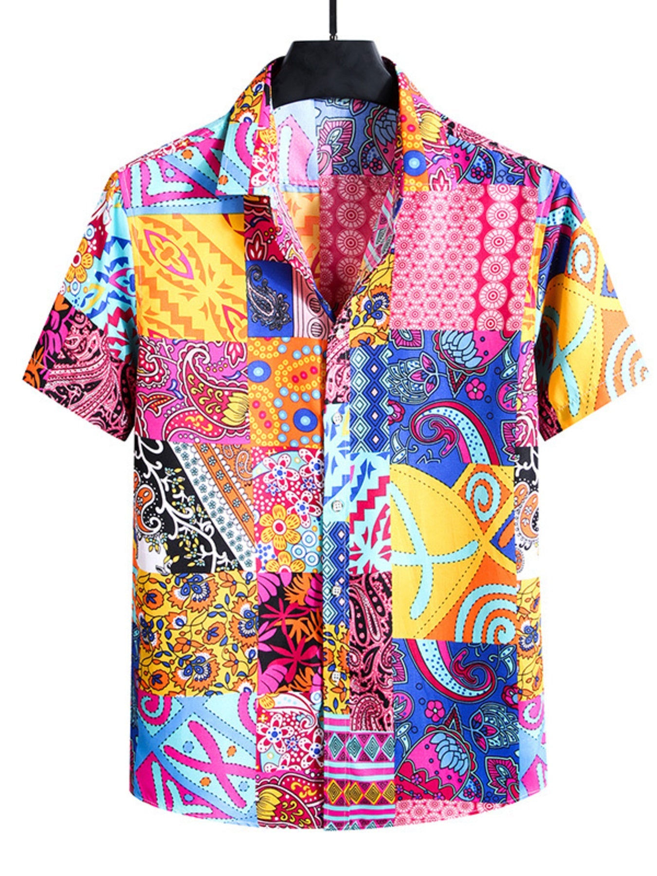 Men's Plus Size Nautical Print Short Sleeve Casual Shirt
